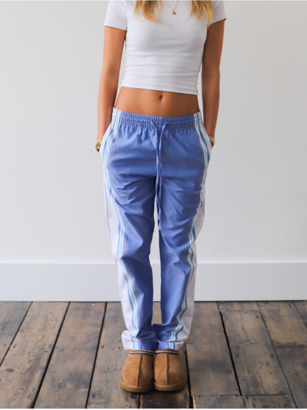 Tom’s Trunks Blue White Stripe Classic Cotton Lounge Pants Trousers